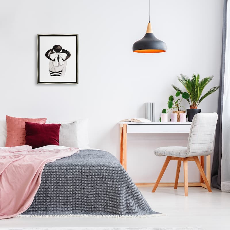Stupell Summer Girl in Hat Framed Floater Canvas Wall Art Design by Simone Elum