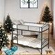 preview thumbnail 2 of 14, Industrial Minimalist Twin Over Twin Metal Bunk Bed,Divided into Two Beds,Black