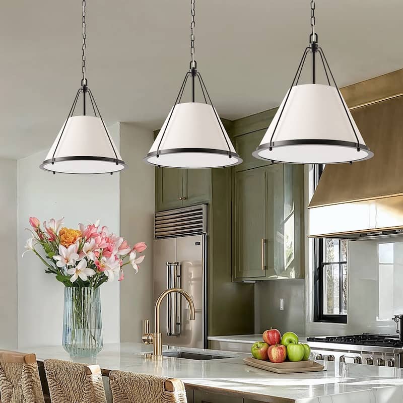 Draven Modern Pendant Light - Metal, Fabric & Gold, Matte Black Light Fixture For Modern, Contemporary, Minimalist Room Decor