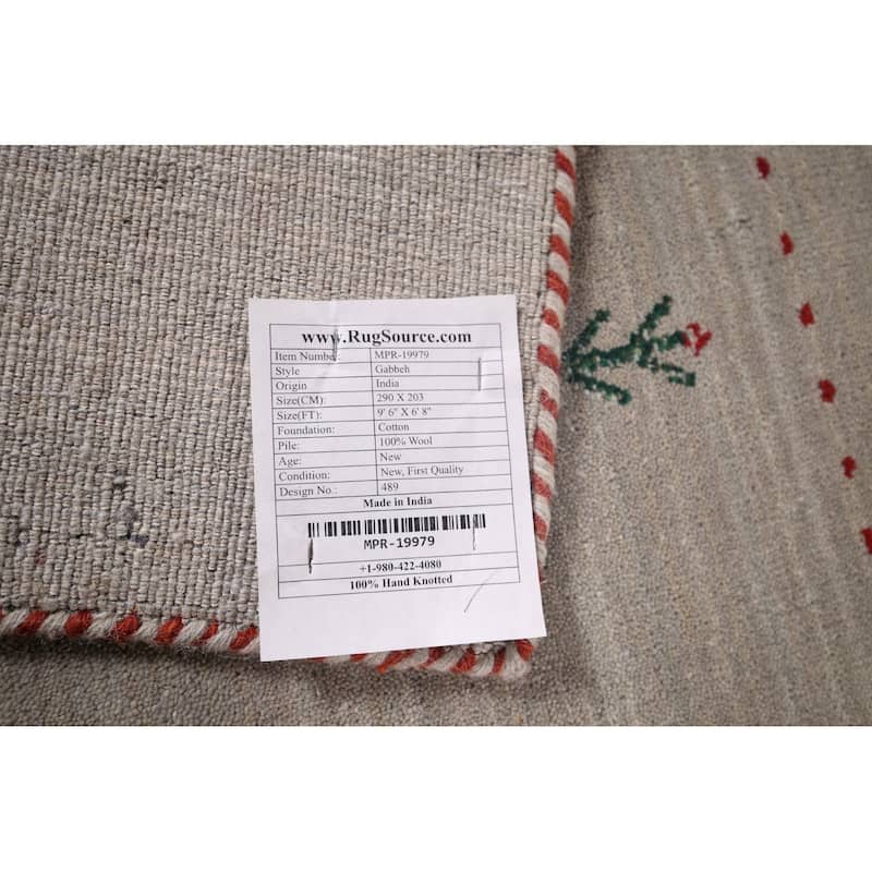 Gabbeh Indian Area Rug Handmade Tribal Wool Carpet - 6'8"x 9'6"