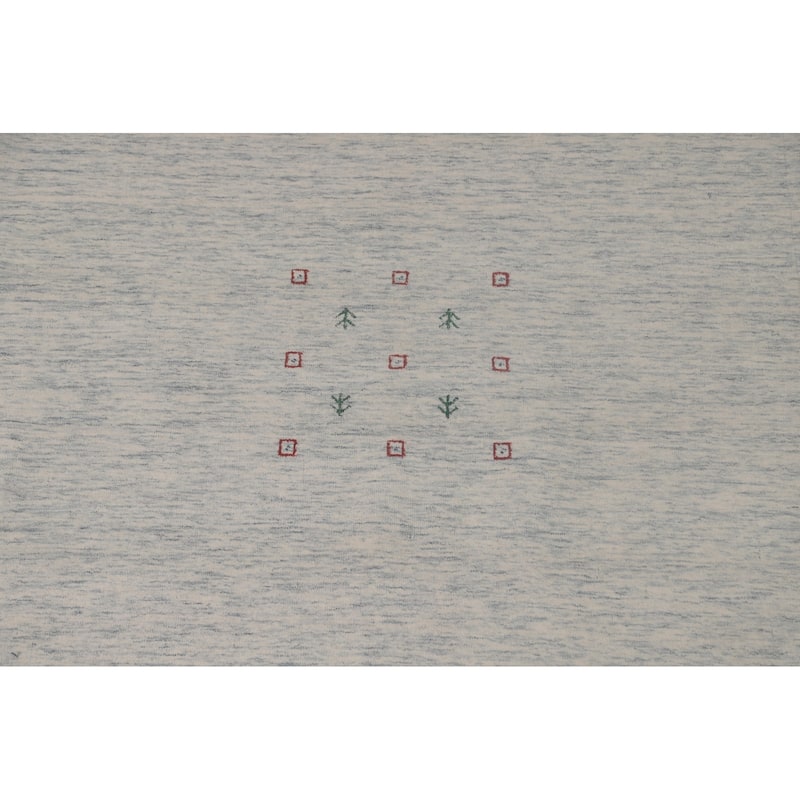 Tribal Gabbeh Area Rug Hand-Knotted Beige / Ivory Wool Carpet - 9'0"x 11'6"