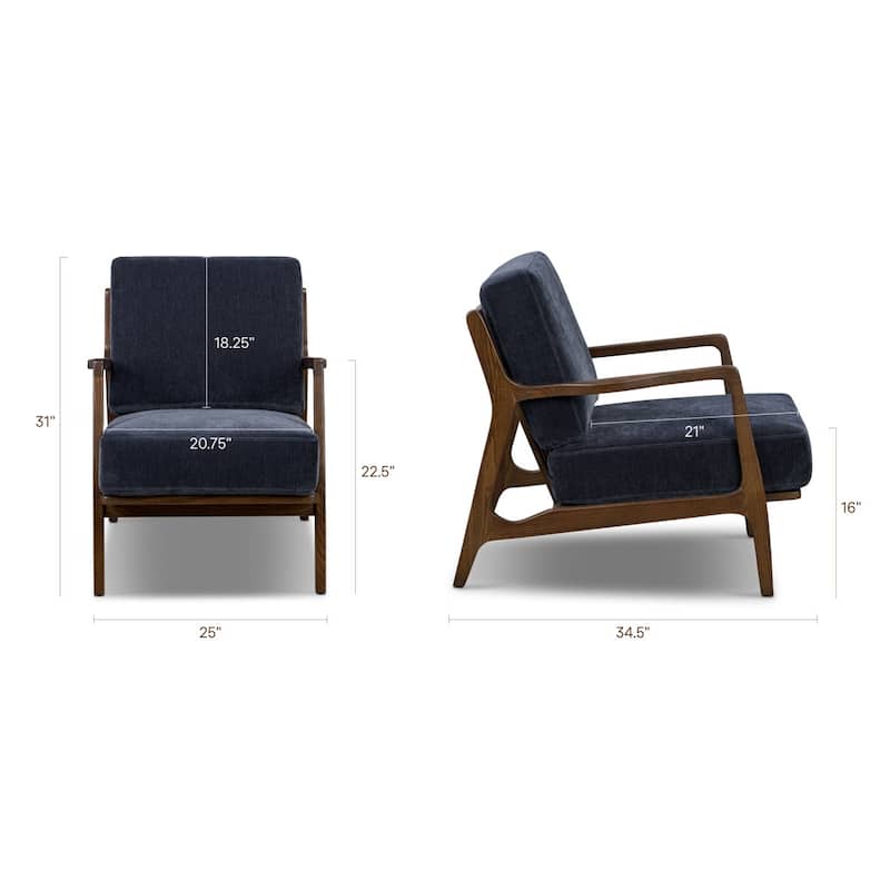 Poly & Bark Verity 25" Fabric Lounge Chair - Solid Wood Frame