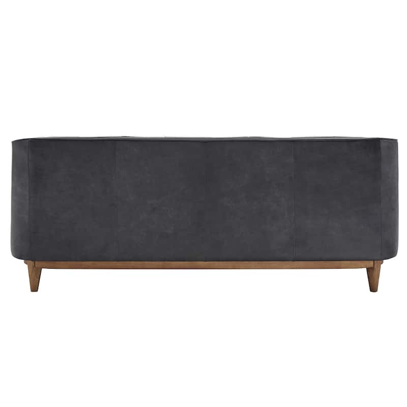 Tullio Black Leather Button Tufted Loveseat by iNSPIRE Q Modern - Sofa