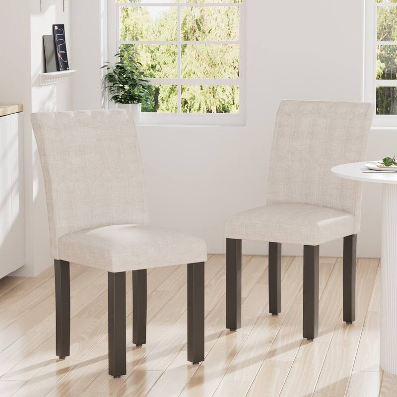 Javlergo Dining Chairs Set of 2/4/6 Upholstered Chairs with Solid Back for Kitchen Restaurant and Living Room - Set of 2 - Beige