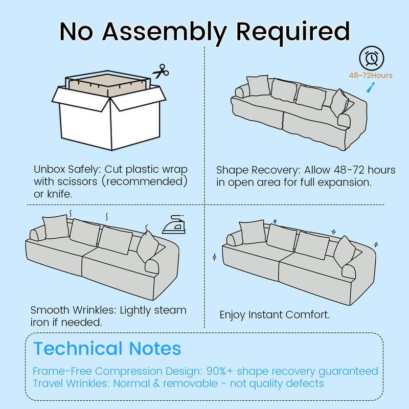 104" Curved Modular Sectional Sofa in Chenille Fabric Modern Minimalist Design Compressed No Assembly Required
