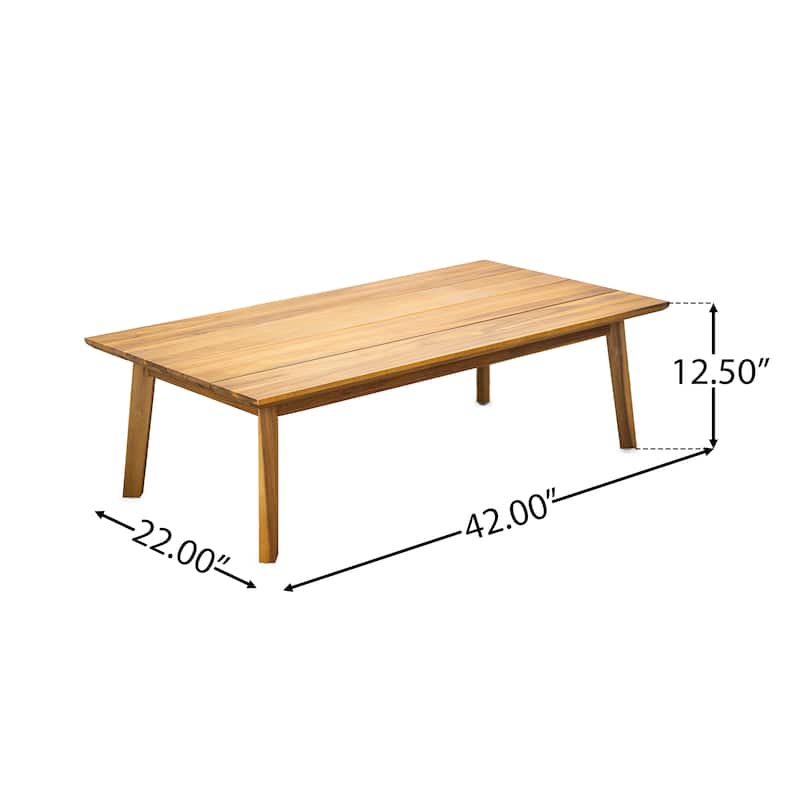 Roomfitters Porto Outdoor Acacia Wood Loveseat with Coffee Table, Patio Balcony Seating Set
