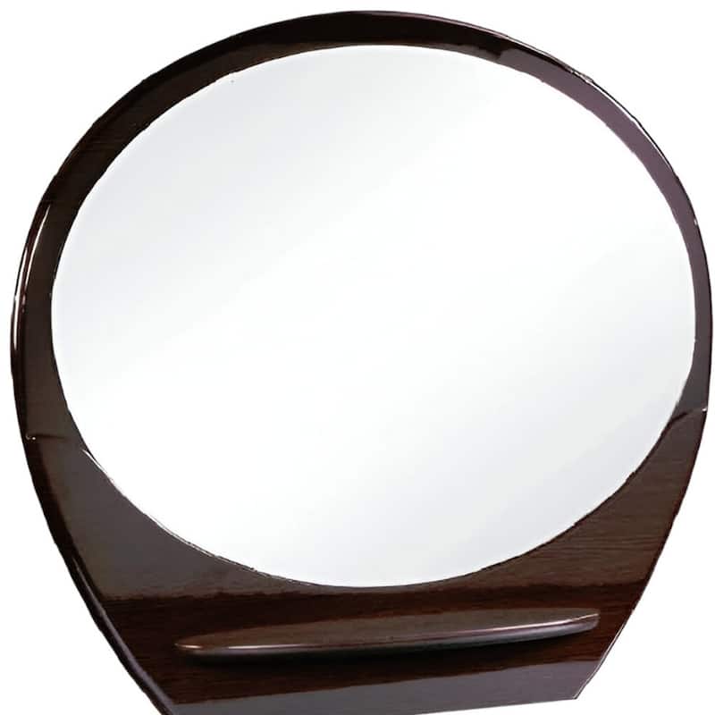 HomeRoots 39" Brown Oval Wood Framed Mounted Dresser Mirror - 47' X '39' X '6