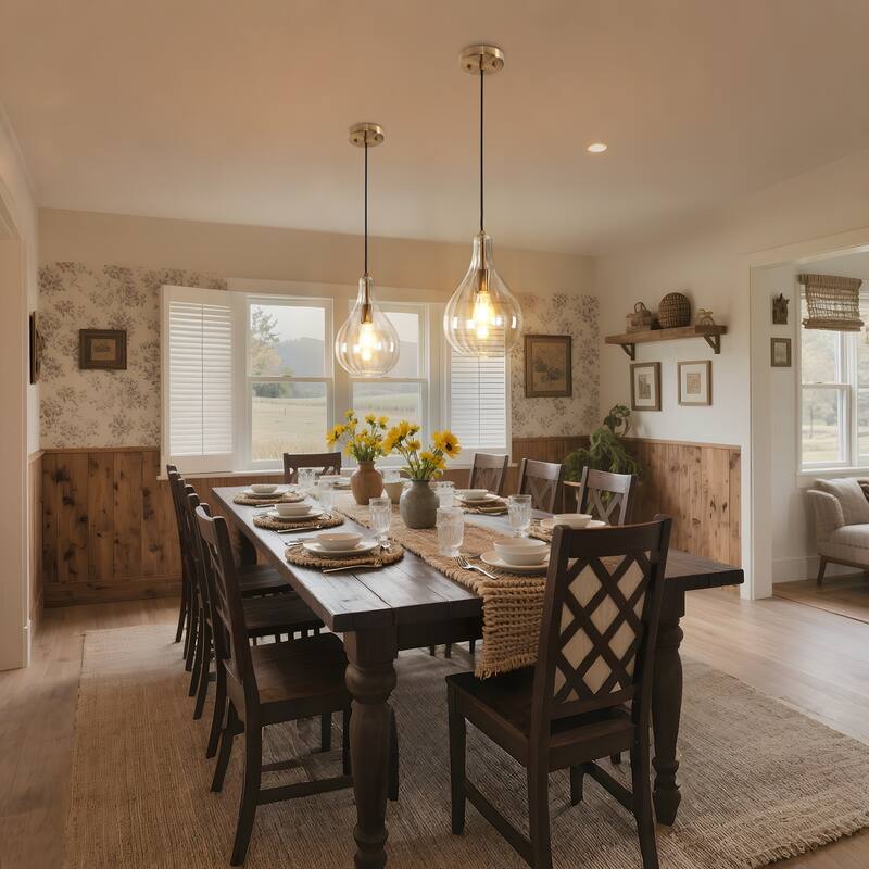 Coria Mid-century Modern Teardrop Fluted Glass Kitchen Island Pendant Lights - D 8.3" x H 13.8"