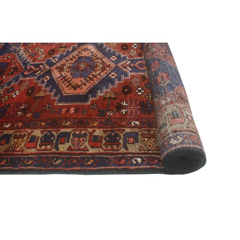 Fine Vintage Distressed Burak Rust/Navy Runner - 3'6" x 10'0"