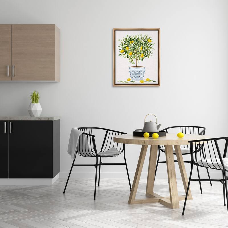 Stupell Lemon Tree Detailed Planter Framed Floater Canvas Wall Art Design by Ziwei Li