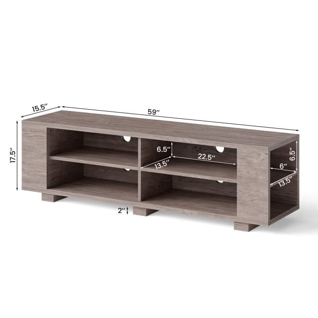 59" Console Storage Entertainment Media Wood TV Stand - 59" x 15.5" x 17.5" (L x W x H)