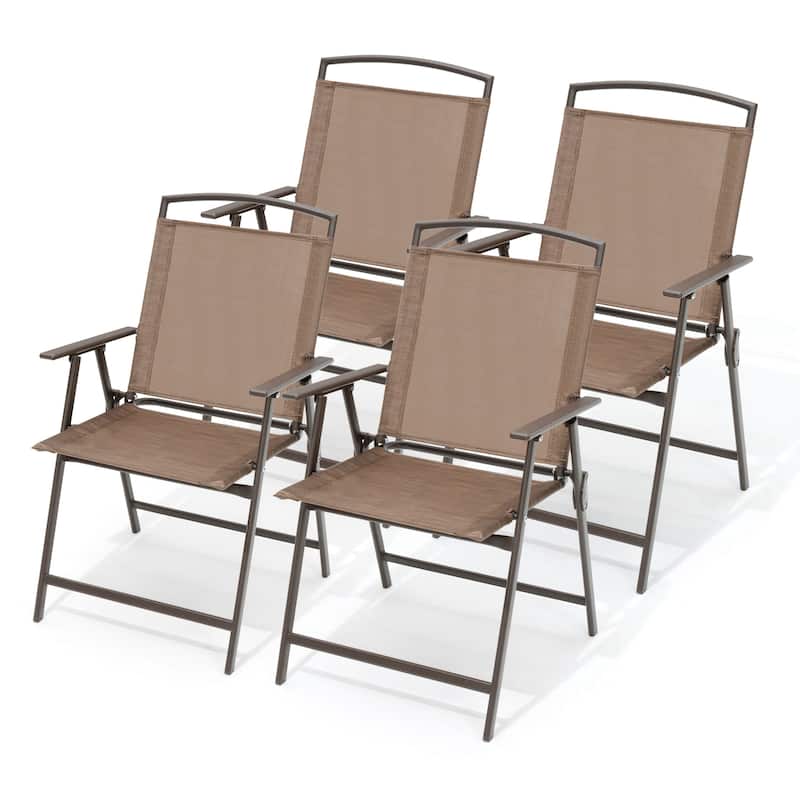 Pellebant Set of 4 Patio Folding Chairs Outdoor Portable Dining Chairs