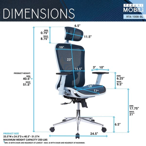 High Back Executive Mesh Office Chair Pneumatic Seat Height Adjustment