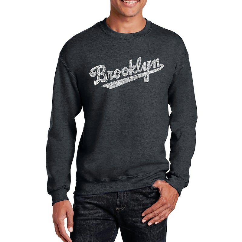 LA Pop Art Men's Word Art Crewneck Sweatshirt - New Brooklyn - Grey - M
