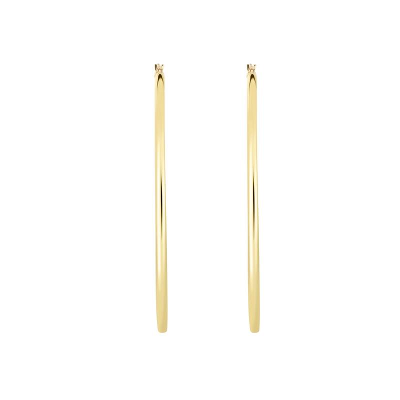 Curata 14k Yellow Gold Shiny 2.0x55mm Round Tube Hoop Earrings With Hinged Clasp