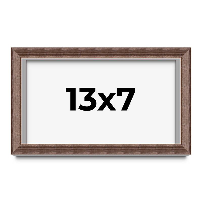 13x7 Shadow Box Frame Brown | 1.125 inches Deep Real Wood Rustic