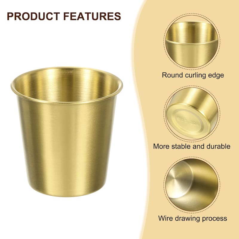 4 Pcs 304 Stainless Steel Cup, Water Glasses Cup Tumbler Gold