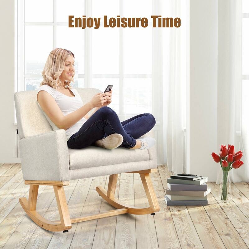 Rocking Chair Upholstered Armchair with Lumbar Support