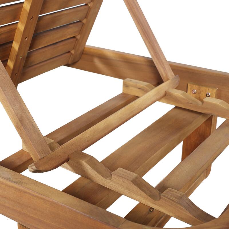 Christopher Knight Home - Milos Outdoor Acacia Wood Chaise Lounge with Adjustable Backrest & Water Resistant Cushioned Seat