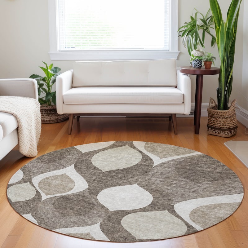 Premium Washable Super Soft Transitional Mayfield Rug - Taupe - 8' x 8' - Round