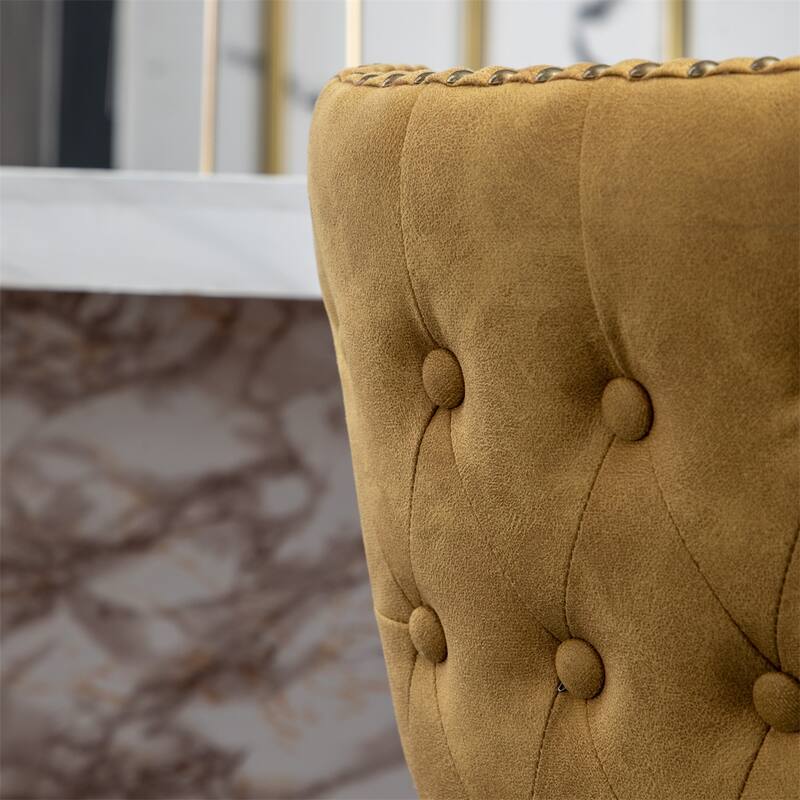 Modern Faux Leather Tufted Nailhead Trim Counter Stool Set of 2