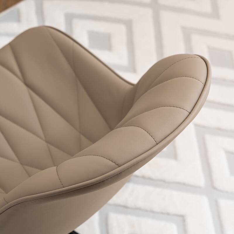 Armless Swivel Office Chair, Faux Leather Task Chairs with Wheels