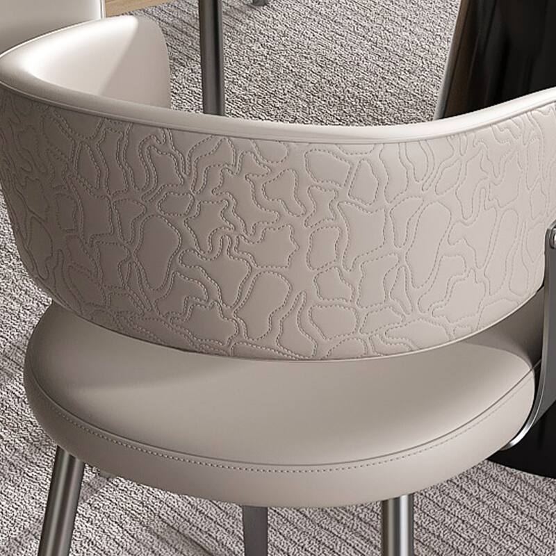 Modern PU Leather Dining Chairs Set of 2 Ergonomic Armrests Comfortable Sponge Cushion Sturdy Frame