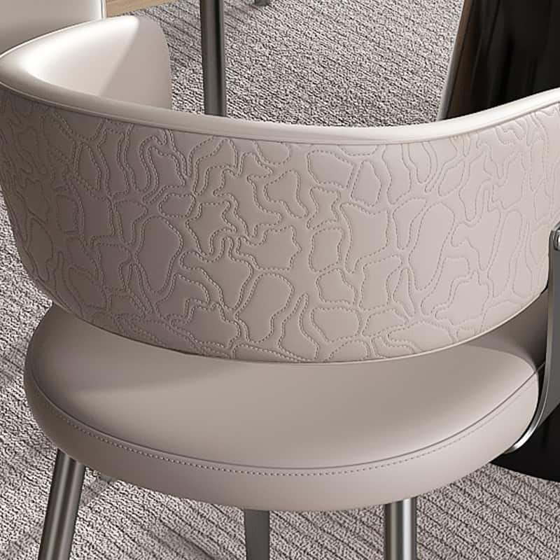 Stylish Dining Chair Set of 2, Faux Leather Armchair with Metal Frame, Modern Breakfast Nook Kitchen Chair