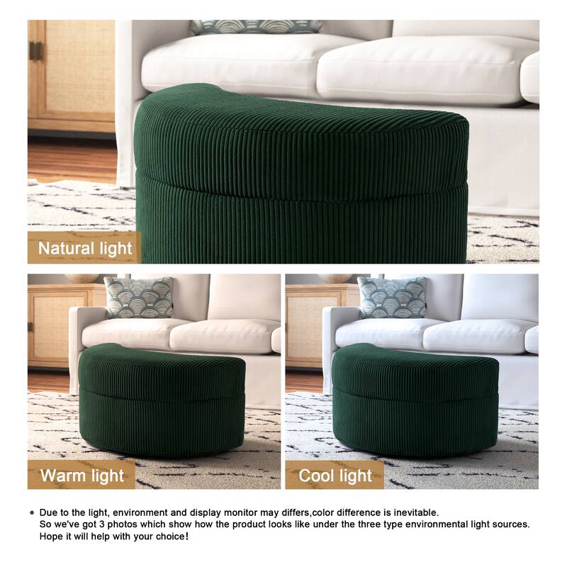 Moon Crescent Storage Upholstered Ottoman
