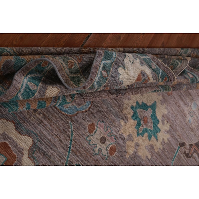 Hand Knotted Oriental 100% Wool Carpet Transitional All-Over Purples Oushak Area Rug - 11' 9'' X 9' 4''