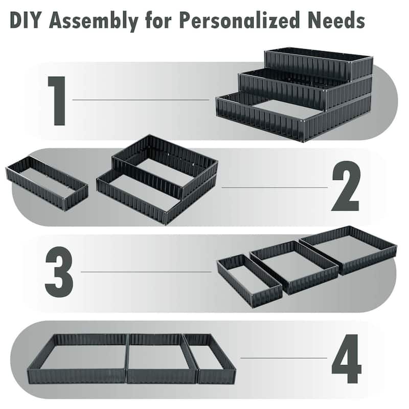 Costway 1/2 PCS 3-Tier Raised Garden Bed,47" x 47" x 24" Metal Outdoor