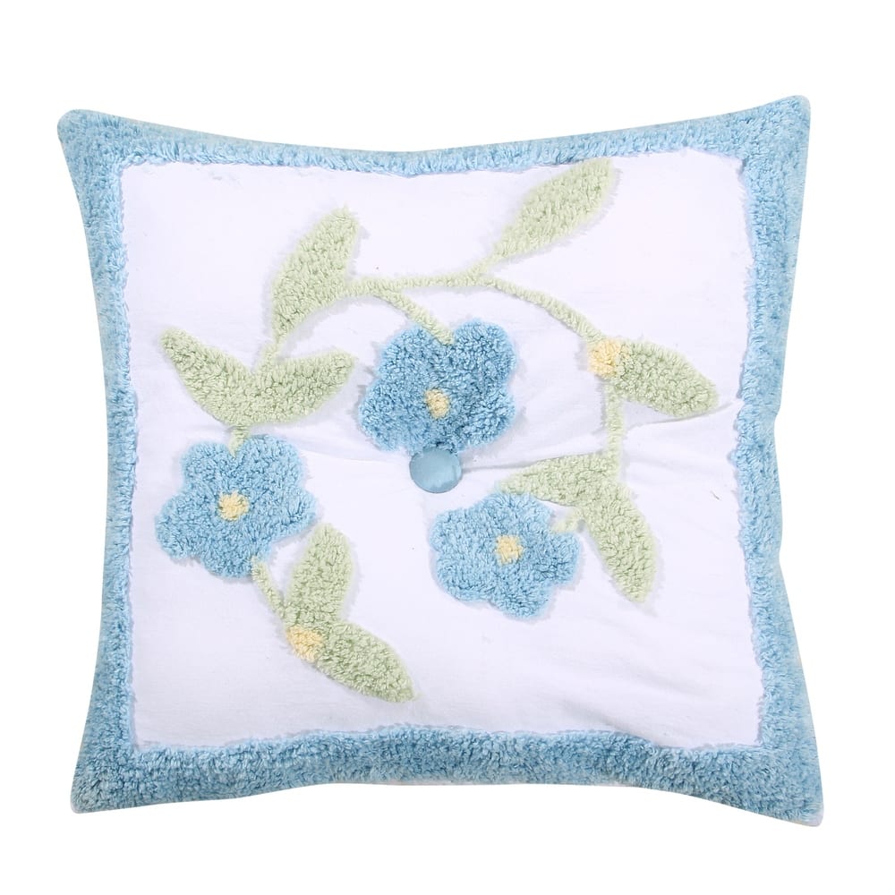 Better Trends Bloomfield Collection in Floral Design 100% Cotton Tufted Chenille, Square Pillow