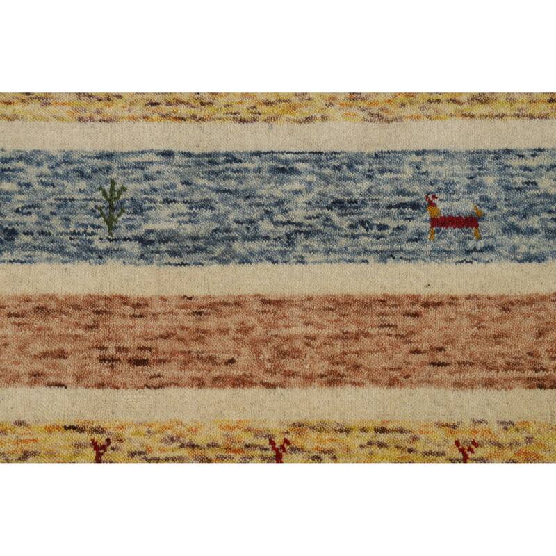 Hand Knotted Oriental 100% Wool Carpet Tribal Animal Pictorial Multi-Colored Gabbeh Area Rug - 5' 9'' X 4' 0''