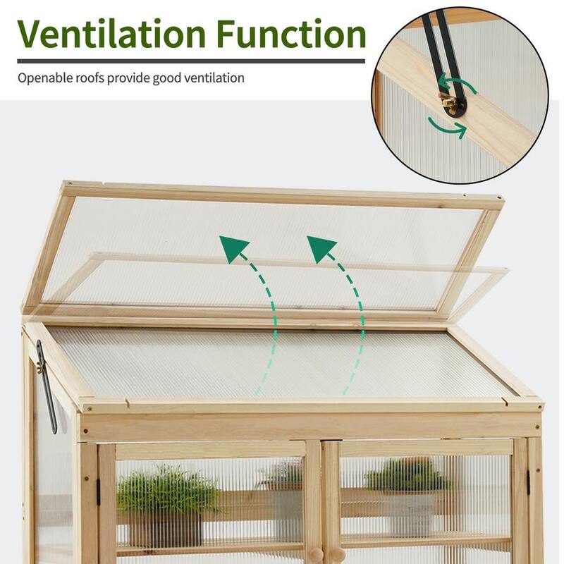 MCombo 2-Tier Cold Frame Greenhouse, Solid Wood 0160