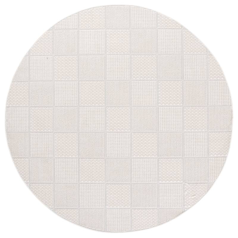 SAFAVIEH Veranda Antonietta Washable Indoor/Outdoor Rug - Weather Resistant & Easy Cleaning - 6'7" Round - Ivory/Beige