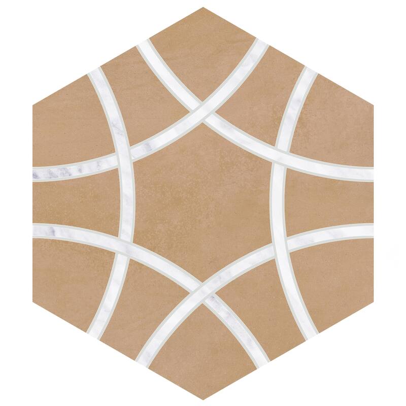 Merola Tile Bari Hex Terra Deco 11-1/4" x 13" Porcelain Floor and Wall Tile