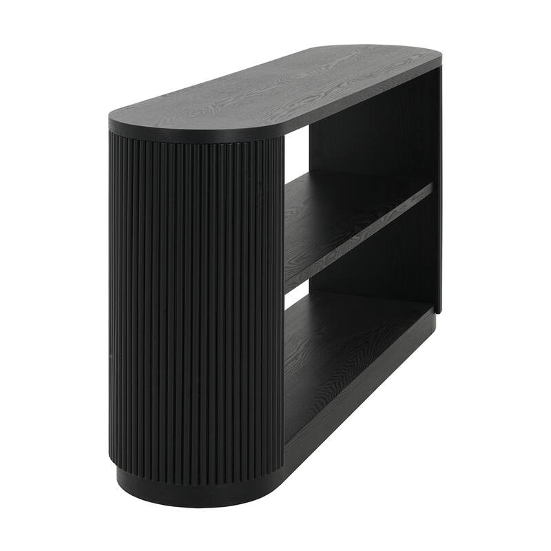 Multi-Functional Hallway Table with Open Shelf & Elegant Wood Grain for Living Room