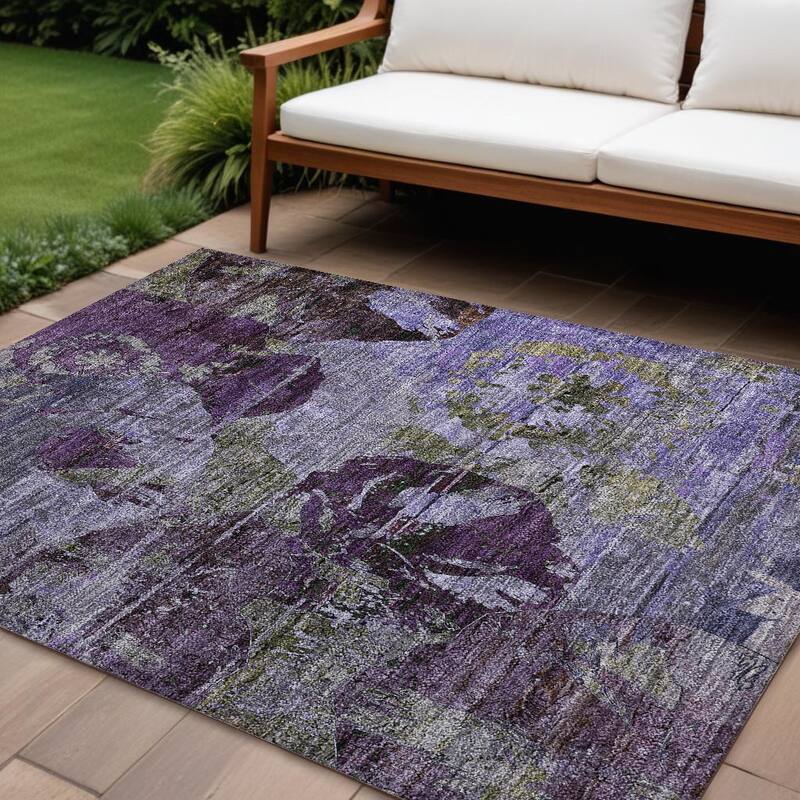 Nax Unique Abstract Weather Resistant Timeless Fusion Runner Outdoor Rug - 9' X 12' - Multi