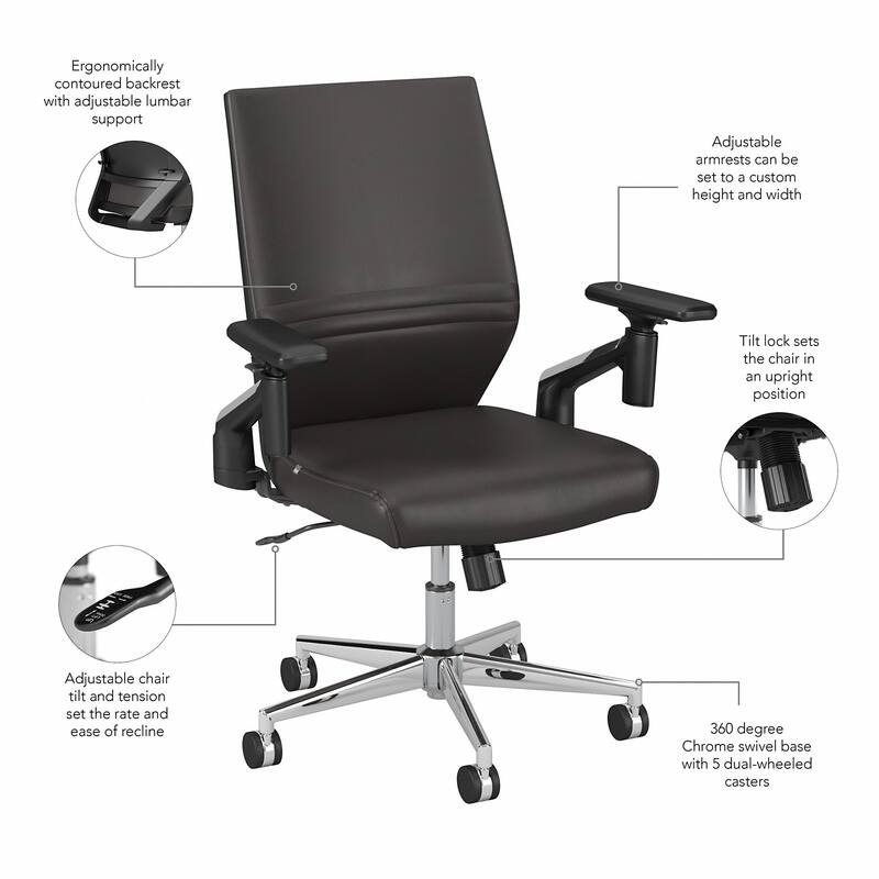 Laguna Mid Back Leather Office Chair by Bush Business Furniture