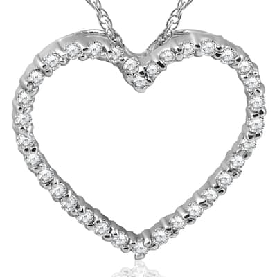 White Gold 1/2ct Diamond Heart Pendant Necklace