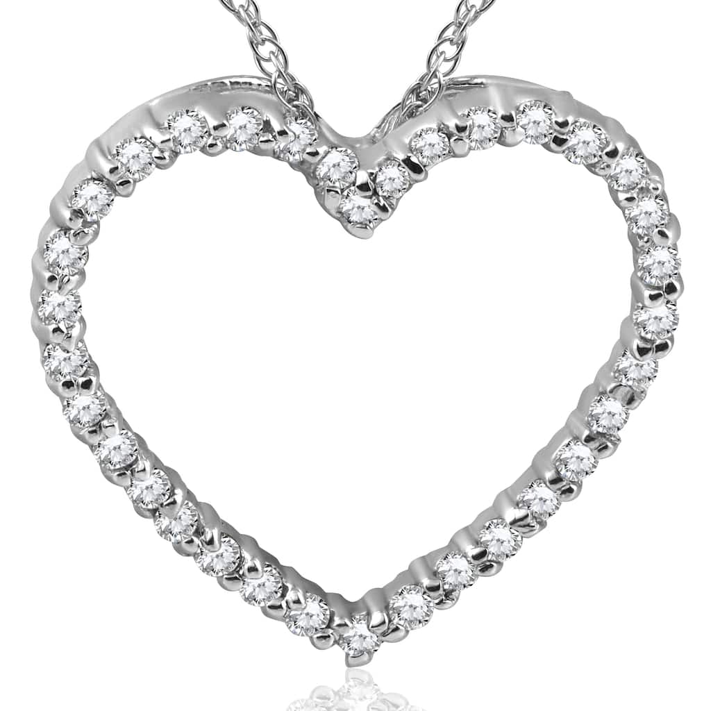 White Gold 1/2ct Diamond Heart Pendant Necklace