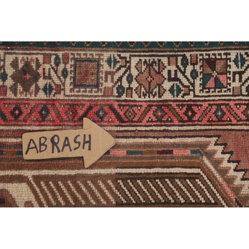 Pink Ardebil Persian Vintage Runner Rug Hand-knotted Wool Carpet - 3'6" x 10'2"