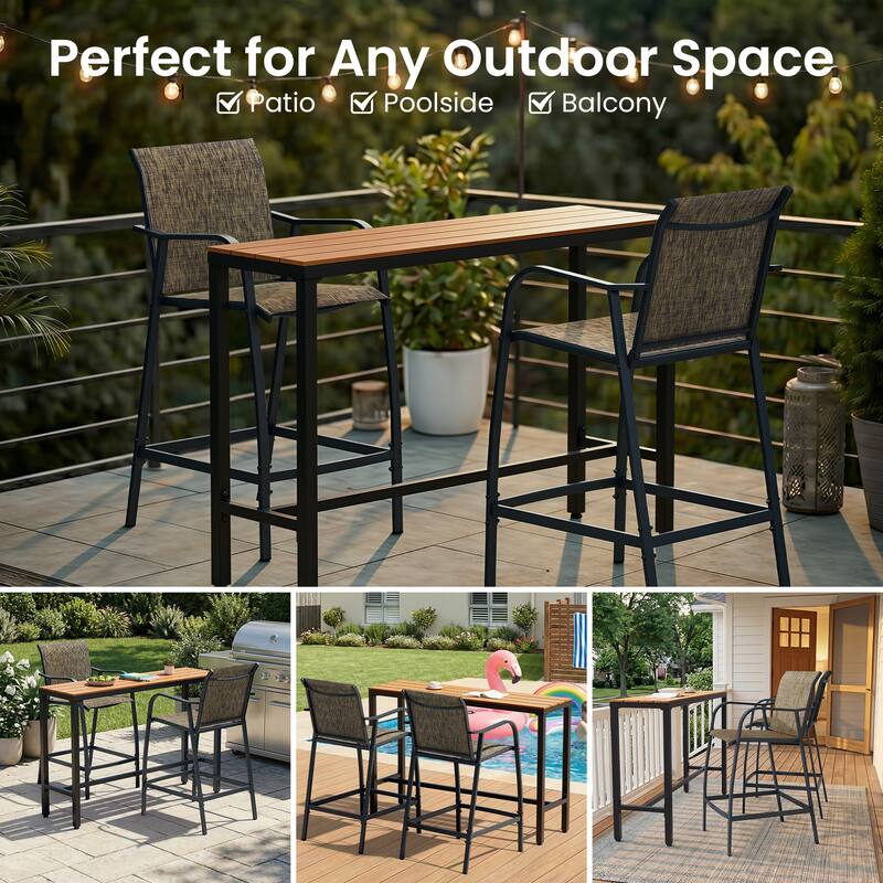 Lightweight Bar Height Barstools Outdoor Bar Stools Patio Bar Chairs - 21.3" W x 22.5" D x 44" H