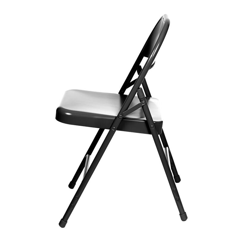 Hampden Furnishings Bernadine Collection Metal Round-Backed Folding Chair, Pack of 4