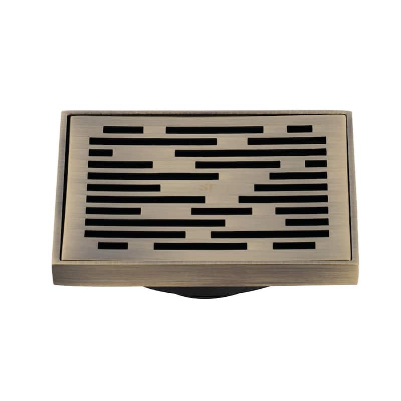Kingston Brass Watercourse 4" Wide Transit Square Shower Drain - Antique Brass