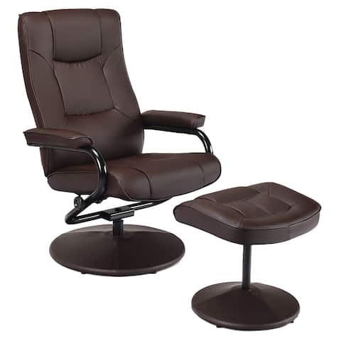 Costway Recliner Chair Swivel PU Leather Lounge Accent Armchair w/