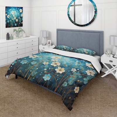 Designart "Turquoise Tranquility VIII" Teal Modern - Bedding Set With Shams