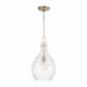 Brentwood 1-light Hanging Pendant - Aged Brass w/ Seeded Glass