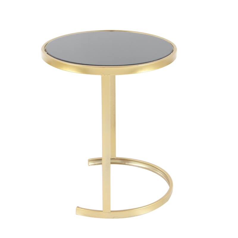 Metal Round Nesting Accent Table with Mirrored Glass Top - Set of 3 Gold or Silver - Roche River Decor