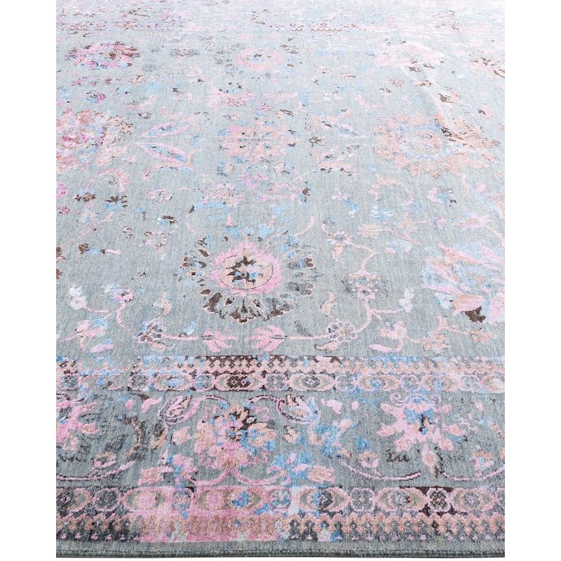 Ikat One-of-a-Kind Handmade Area Rug - Gray, 8' 2" x 9' 10" - 8' 2" x 9' 10"